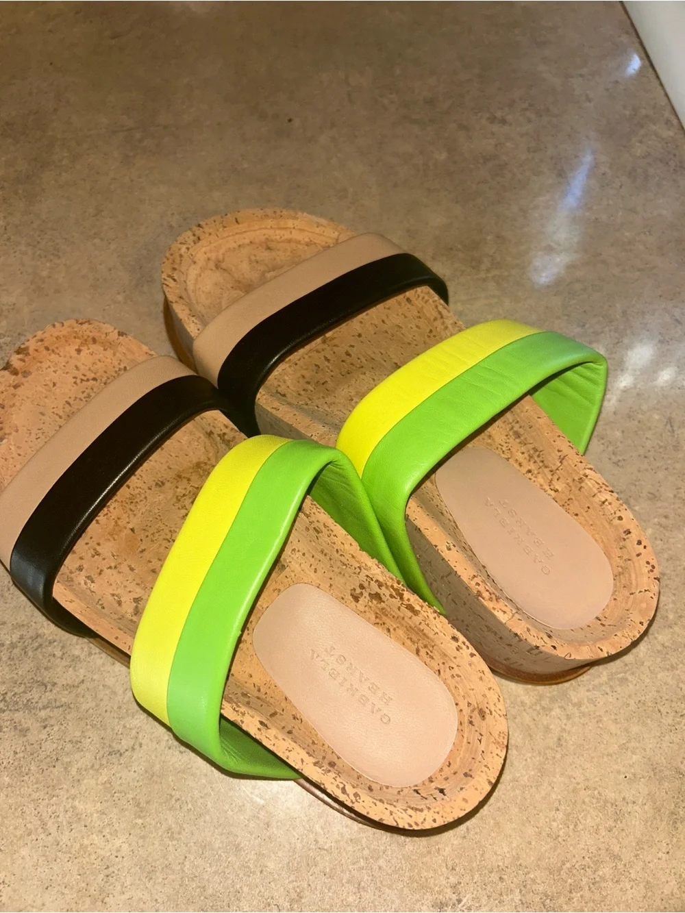 Gabriela Hearst Shoes -“Striker Leather Platform Sandals” green/tan/black/yellow